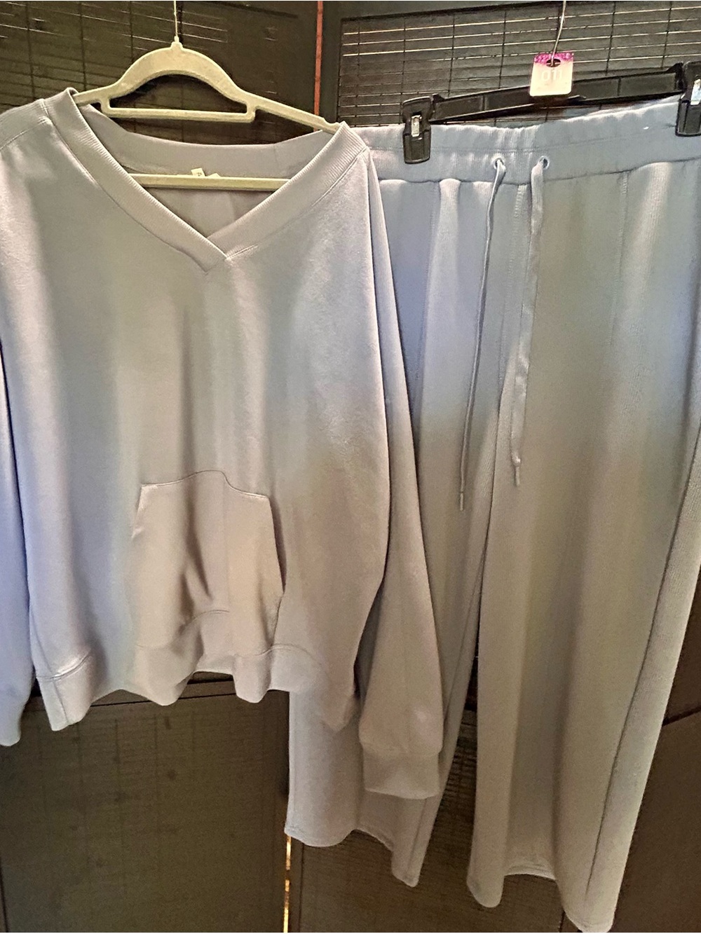 Women’s 2x Soft V-Neck Lounge Set in Light Blue